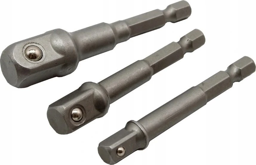 SILVER Sidabrinis KOMPLET ADAPTERÓW / UCHWYTÓW DO NASADEK 3 vnt.. 1/2-3/8-1/4"