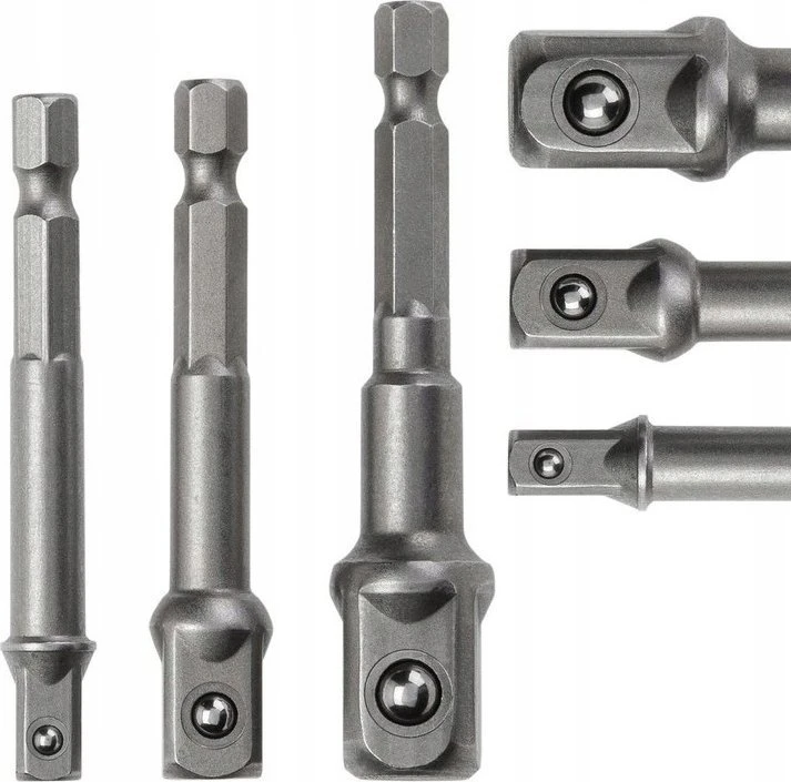 SILVER Sidabrinis KOMPLET ADAPTERÓW / UCHWYTÓW DO NASADEK 3 vnt.. 1/2-3/8-1/4"