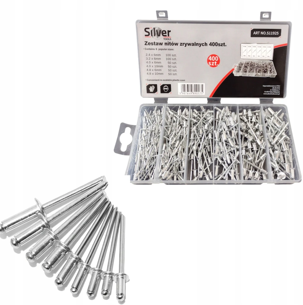 Silver Sidabrinis Sidabrinis Aklosios kniedės 2,4 – 4,8mm 400vnt