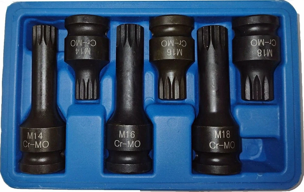 SILVER Smūginių galvučių,antgalių rinkinys 6d 1/2"ilgų trumpų,sustiprintų L-78,L-43(M14-M-18