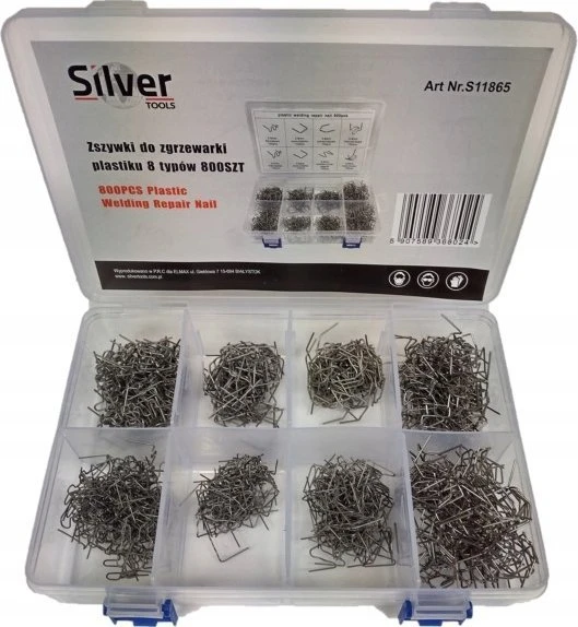 SILVER Kabių rinkinys /plastiko virinimo(8x100vnt)800vnt