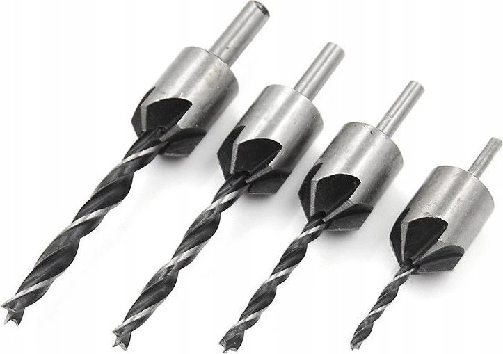Grąžtas SILVER Sidabrinis WIERTŁA DO DREWNA Z POGŁĘBIACZEM 3-6mm 5szt.