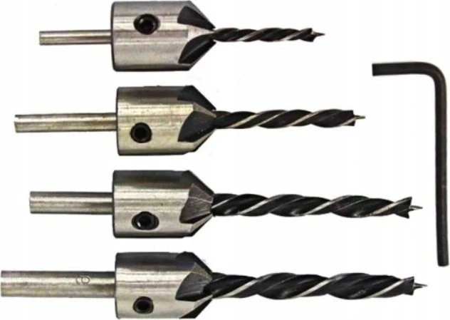 Grąžtas SILVER Sidabrinis WIERTŁA DO DREWNA Z POGŁĘBIACZEM 3-6mm 5szt.