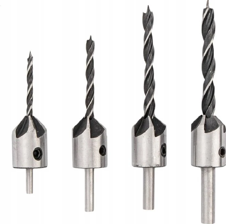 Grąžtas SILVER Sidabrinis WIERTŁA DO DREWNA Z POGŁĘBIACZEM 3-6mm 5szt.