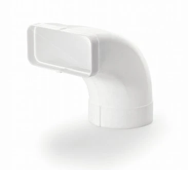 Silverline 90° lankas su apvaliu/plokščiu adapteriu Ø 150/89 x 222 mm. Aukštas