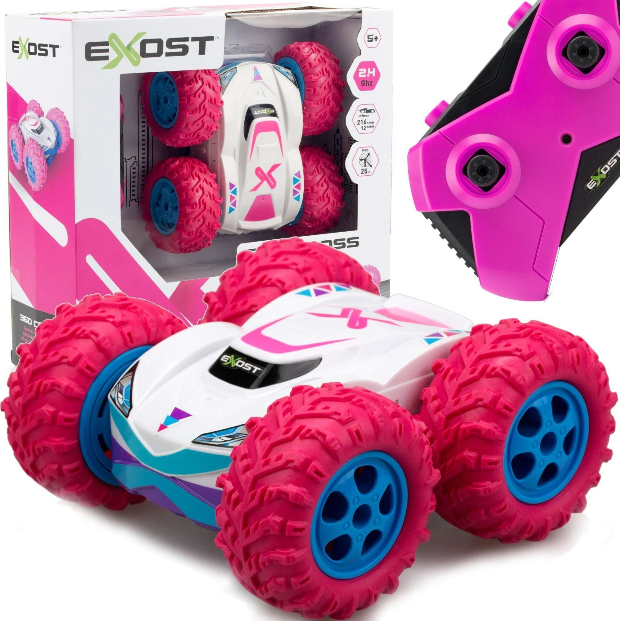 Silverlit EXOST 360 Cross Remote Control Car – 20260 – 2,4 GHz 1:18 skalė – rožinė