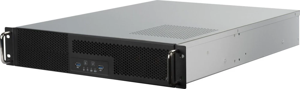 Serveris SilverStone RM23–502 Rackmount Serverio korpusas, ATX, USB 3.0 – 2U – juoda