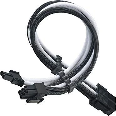 SilverStone PP07E-PCIBW 8-Pin-PCIe to 6+2-Pin-PCIe Extension, 250mm - juodos spalvos/baltos spalvos