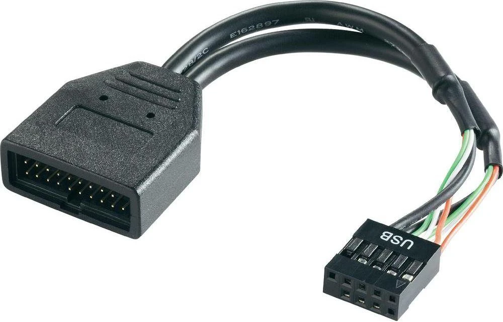 SilverStone sistemos laidas Vidinis 19 kontaktų USB 3.0 į USB 2.0 adapterio laidas 8 kontaktų, 19 kontaktų, 0,1 m, Juodas
