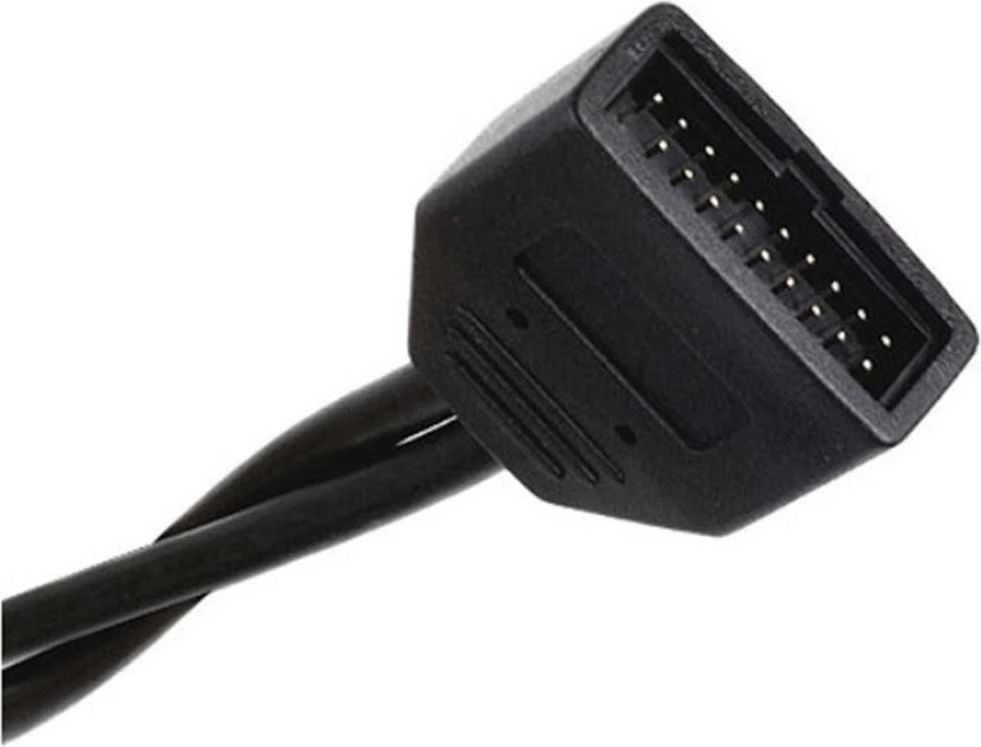 SilverStone sistemos laidas Vidinis 19 kontaktų USB 3.0 į USB 2.0 adapterio laidas 8 kontaktų, 19 kontaktų, 0,1 m, Juodas