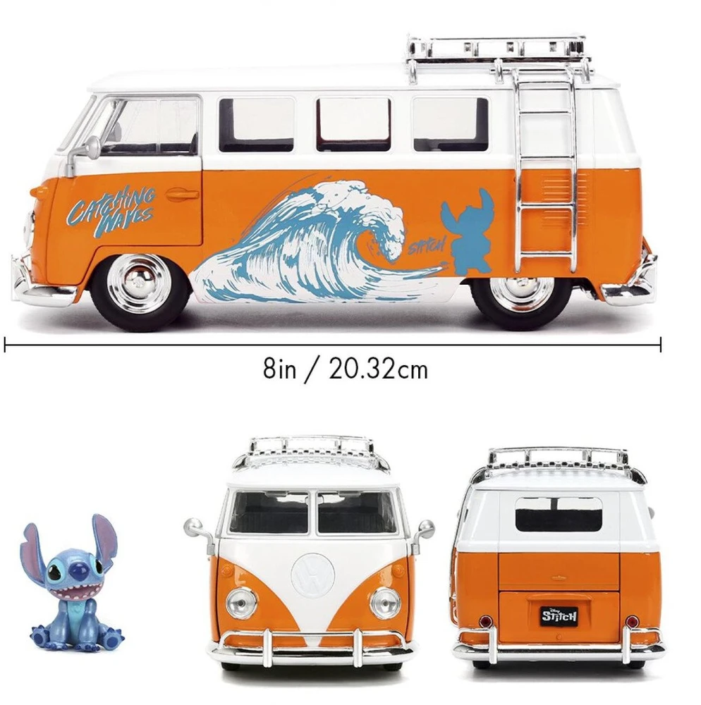 Simba Stitch Disney komplektas figurka 4 cm + pojazd Volkswagen T1 1:24