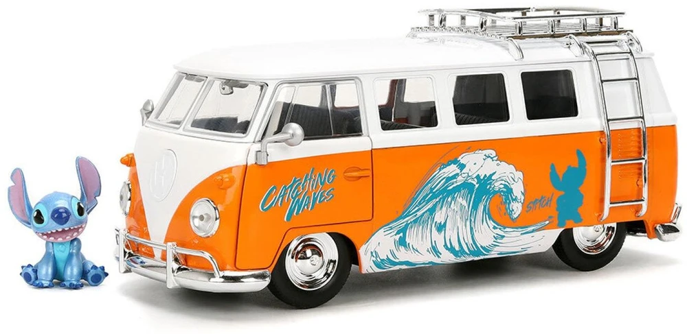 Simba Stitch Disney komplektas figurka 4 cm + pojazd Volkswagen T1 1:24