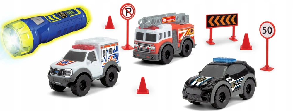 Simba Mini gelbėjimo transporto priemonių priedai + žibintuvėlis „Micro Sos“ žaidimų rinkinys