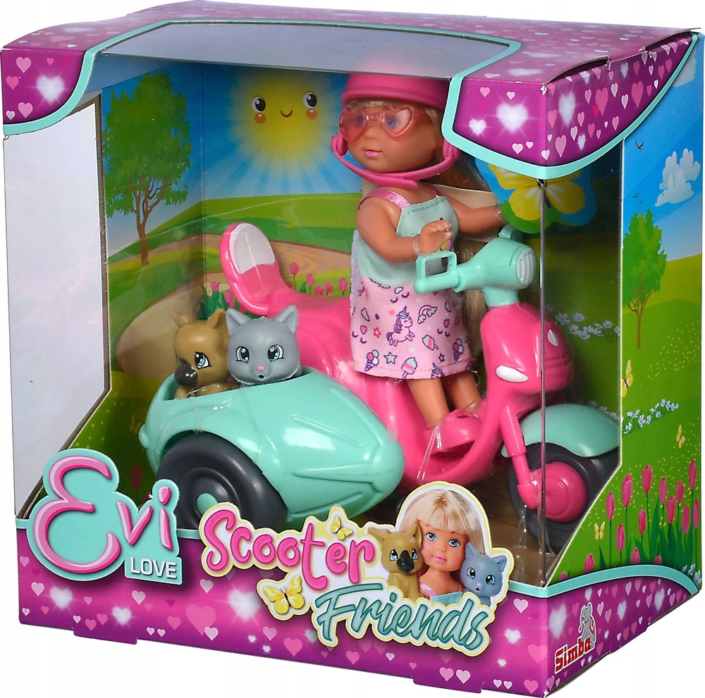 „Simba Doll EVI“ ant motorolerio su šunimi ir kačiuku