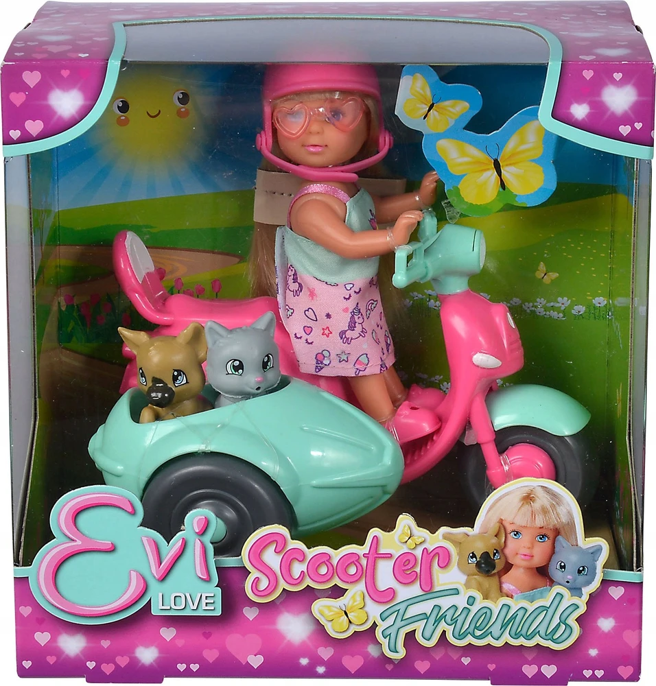 „Simba Doll EVI“ ant motorolerio su šunimi ir kačiuku