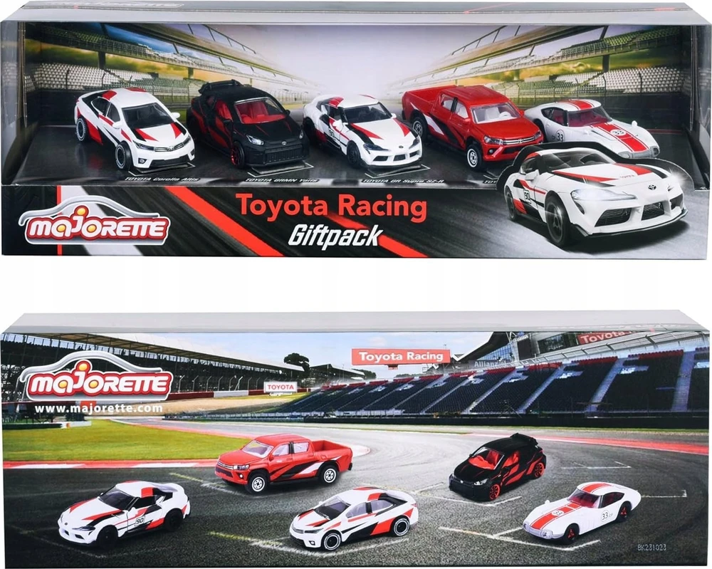 Majorette Rinkinys 5 metalinės transporto priemonės sportinės lenktyninės spyruoklės Toyota Racing Supra Corolla GT kaip dovana