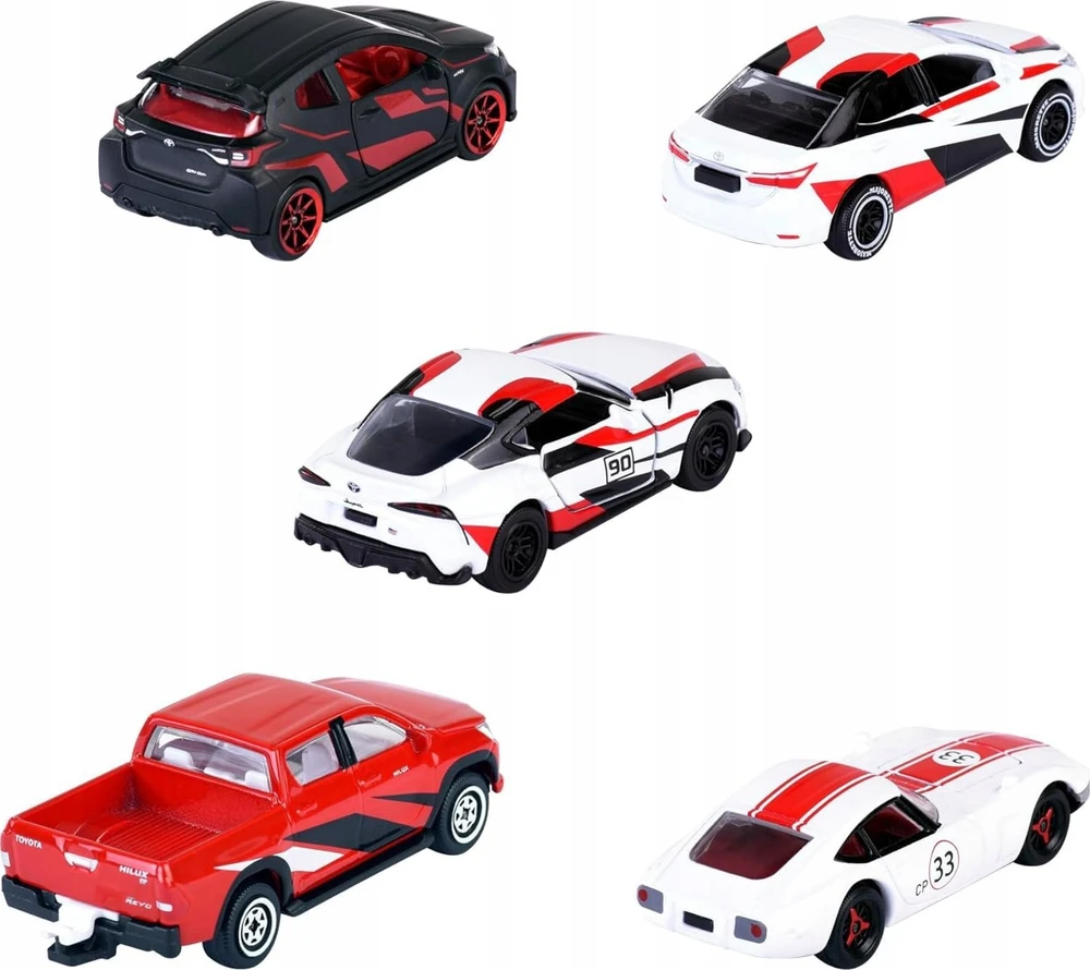Majorette Rinkinys 5 metalinės transporto priemonės sportinės lenktyninės spyruoklės Toyota Racing Supra Corolla GT kaip dovana