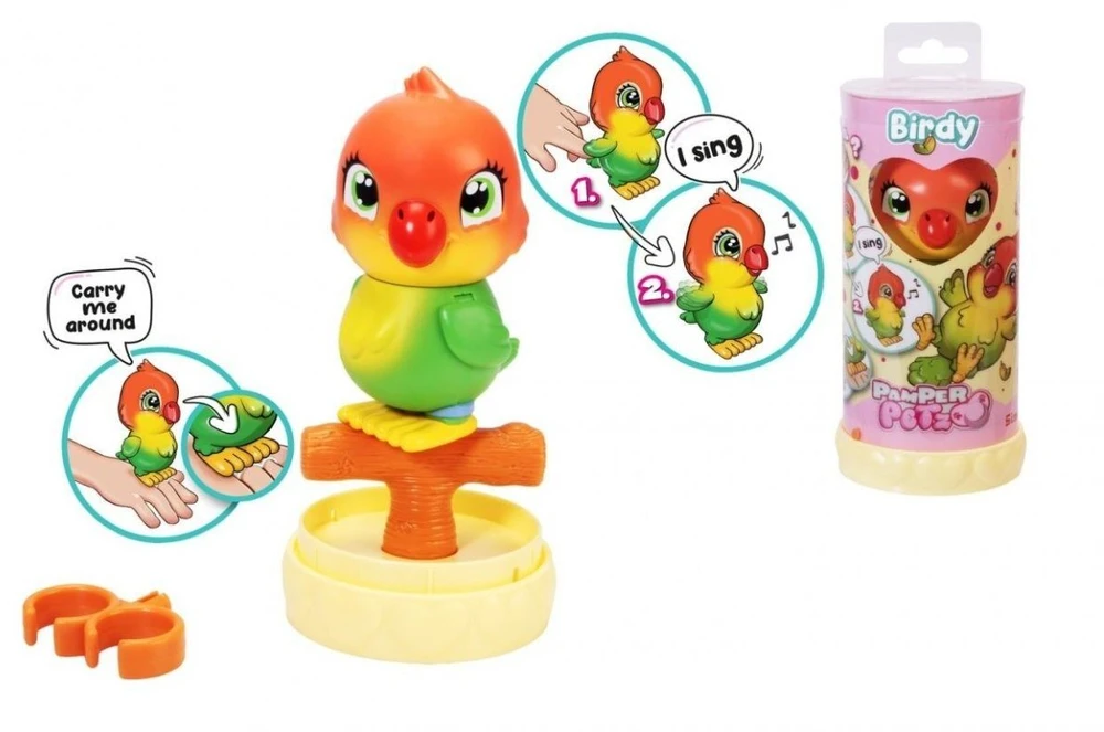 Simba Pamper Petz interaktyvus paukštis Birdy 13 cm + aksesuaras