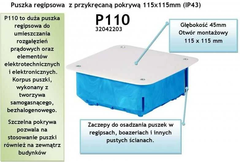 Simet Įleidžiama dėžutė gipso kartonui 115x115x45mm mėlyna P 110 (32042203)