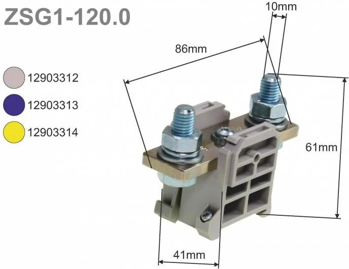 Simet 2 laidų gnybtų blokas 120 mm2 geltonas ZSG1-120.0z (12903314)