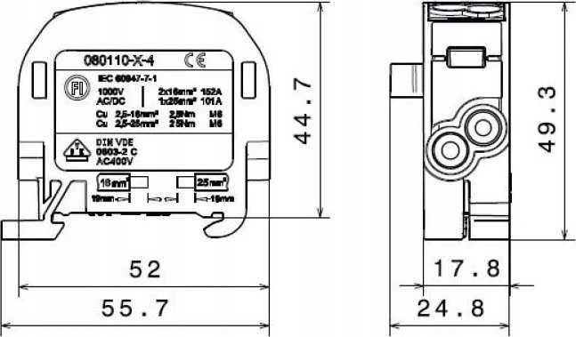 Simet Šakų paskirstymo blokas SCB 25 Al/Cu 80110 SIMBLOCK, mėlynas 81501003