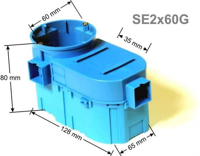 Simet Dviguba įleidžiama dėžutė, 60 mm giliai mėlyna SE2 x 60G (34159203)