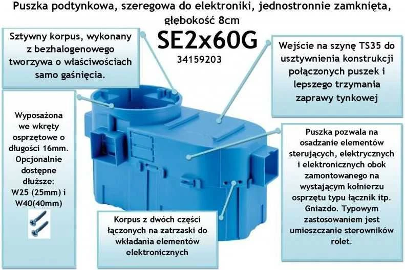 Simet Dviguba įleidžiama dėžutė, 60 mm giliai mėlyna SE2 x 60G (34159203)