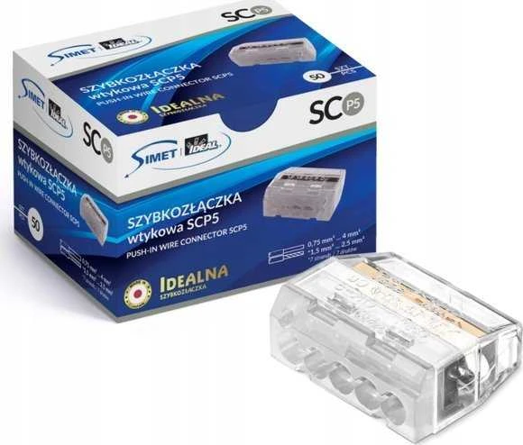 Simet SCP5 plug-in greitoji jungtis - 5 takeliai 4mm 24A/450V - Perfect Quick connector - 50 vnt.