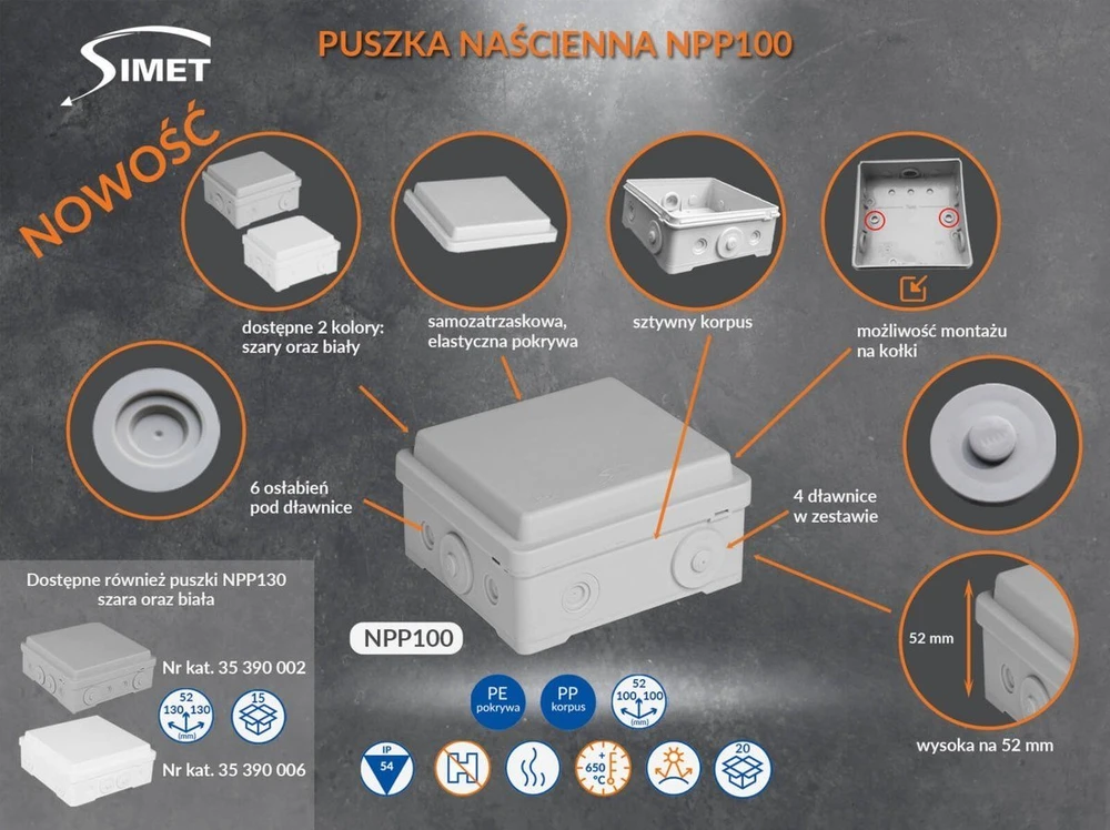 Simet N/T JUNCTION BOX NPP100 Baltas
