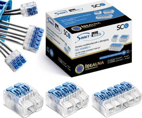 Simet Greitų jungčių komplektas su svirtimi SCL COMBO 1 - 4mm 32A/450V - Ideali Greita jungtis - 30 vnt.