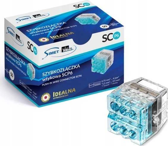 Simet SCP6 plug-in greitoji jungtis - 6 takeliai 4mm 24A/450V - Perfect Quick connector - 50 vnt.