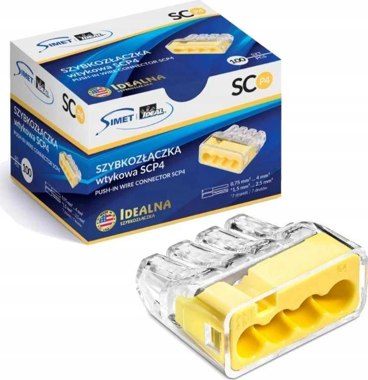 Simet SCP4 B10 plug-in greitoji jungtis - 4 takeliai 4mm 32A/450V - Perfect Quick connector - 10 vnt.