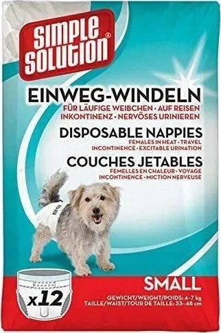 Simple Solution Simple Solution Vienkartinės sauskelnės šunų patelėms S 12 vnt.