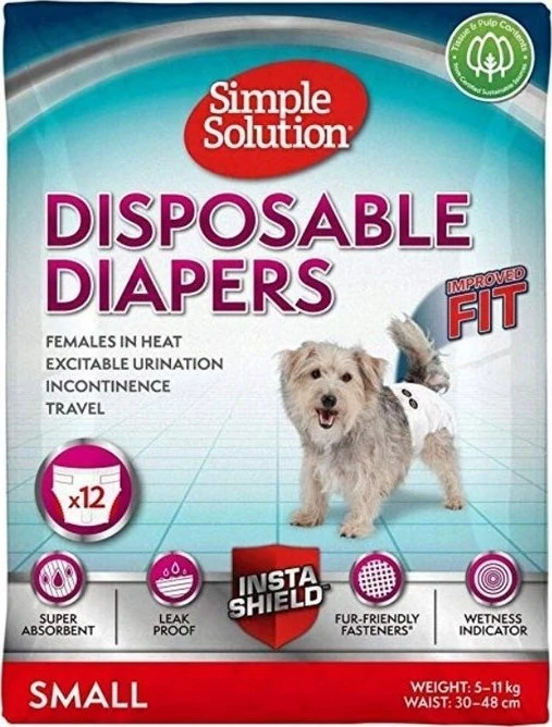 Simple Solution Simple Solution Vienkartinės sauskelnės šunų patelėms S 12 vnt.