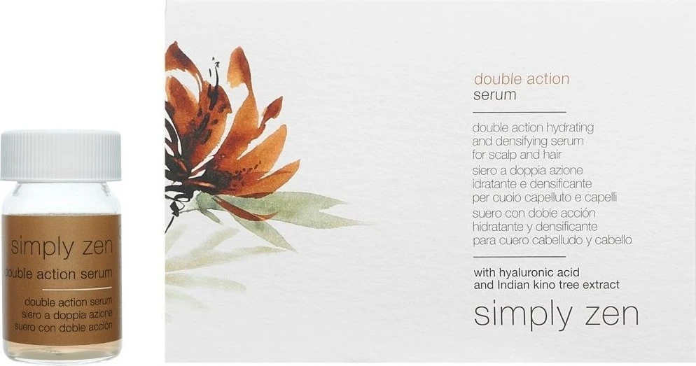 „Simply Zen“ dvigubo poveikio nenuplaunamas galvos odos serumas, skirtas tankumui ir gyvybingumui, 12 vnt., 5 ml