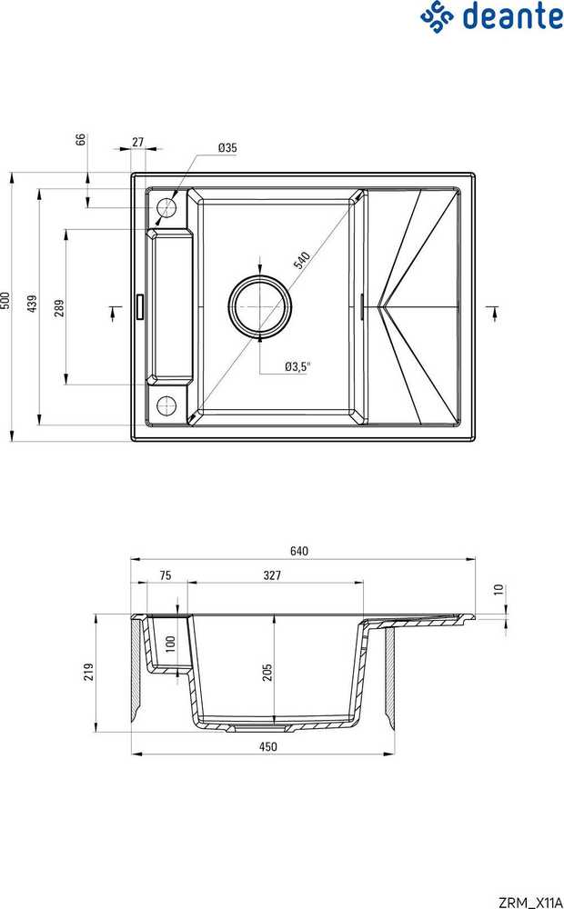 Deante granitinė virtuvinė plautuvė su magnetais Deante Magnetic ZRM T11A, Anthracite