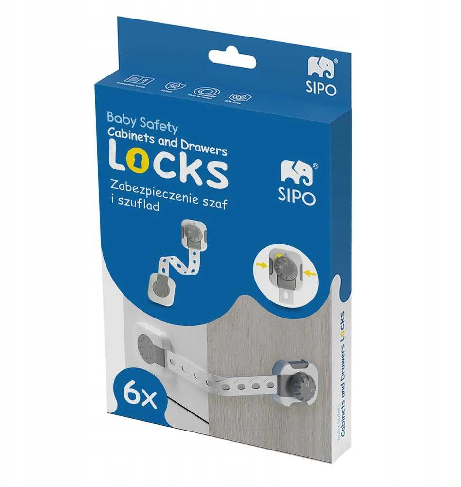 SIPO apsauga smart lock stalčiams durelėms 6 vnt SBS-214