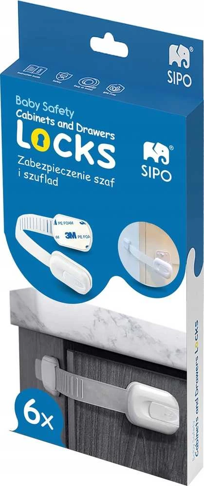 SIPO apsauga reguliuojama stalčiams durelėms 6 vnt SBS-217