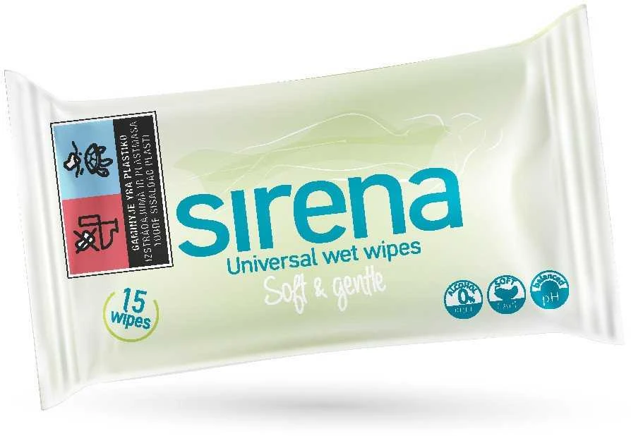 Drėgnosios servetėlės SIRENA, 15 vnt.