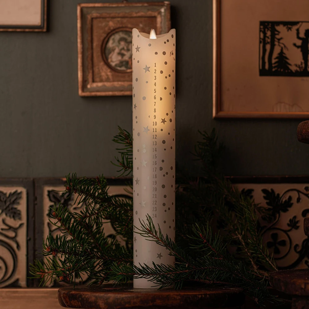 Sirius Sirius Sara Calendercandle Ø4,8xH29cm, Romantic Sidabrinis