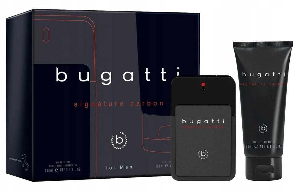 Bugatti Signature Carbon rinkinys vyrams (EDT, 100 ml + dušo želė, 200 ml)