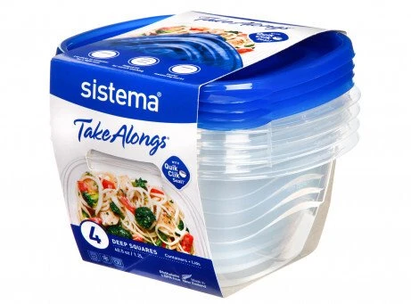 Sistema – 1,2 l gilaus kvadrato formos 4 butelių pakuotė nešiotis kartu