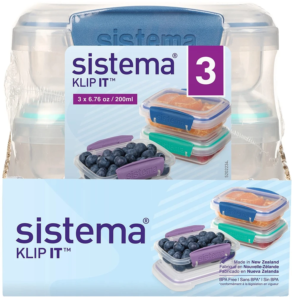 Sistema - 200 ml stačiakampiai indai su akcentais, 3 vnt. rinkinys (81522-T)