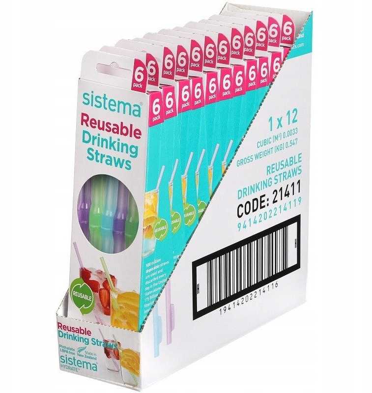 Sistema - Daugkartinio naudojimo šiaudeliai, 6 vnt. pakuotėje