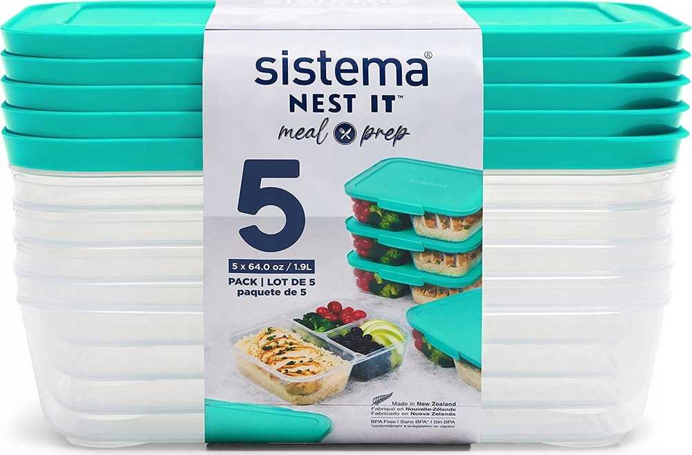 Sistema Nest-It maisto laikymo konteineriai - komplektas 5 vnt (Aqua)