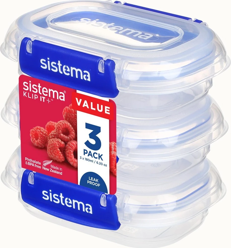 Sistema sistema Pojemniki do przechowywania komplektas KLIP IT PLUS 3 x 180 ml mėlyna