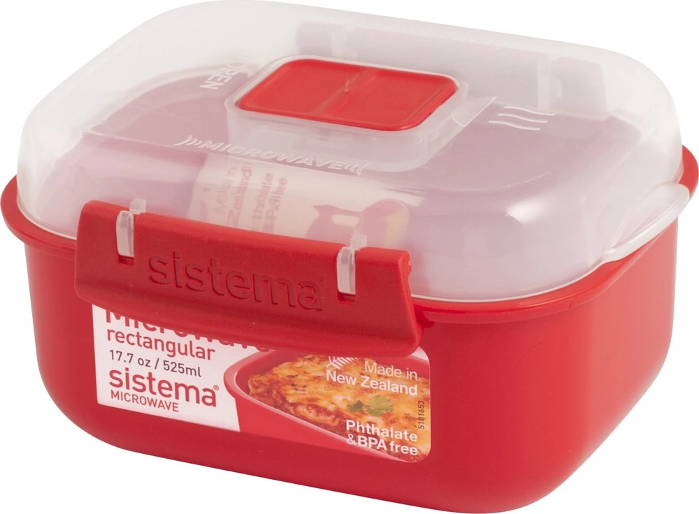 Sistema sistema Mikrowellenbehälter Eckig mit Ventil 525 ml raudona