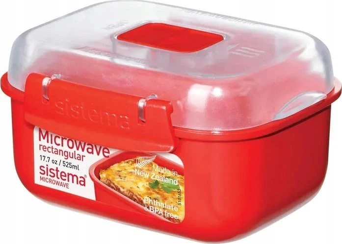 Sistema sistema Mikrowellenbehälter Eckig mit Ventil 525 ml raudona
