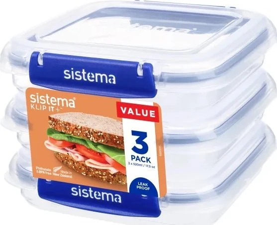Sistema Sistema - Square Klip it Plus 3 pack 520ml