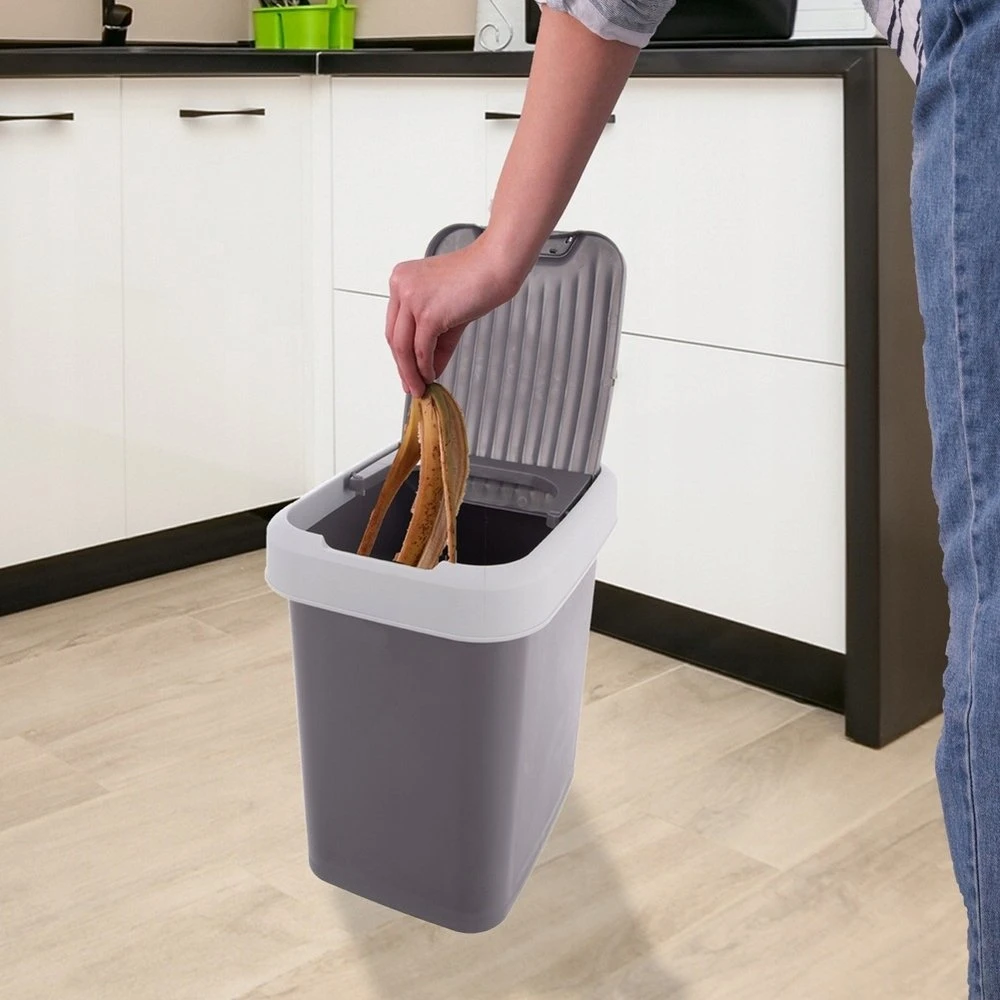 Amer Box Orion Plastikinė šiukšliadėžė 12 l - Pakeliamas dangtis - Pilka